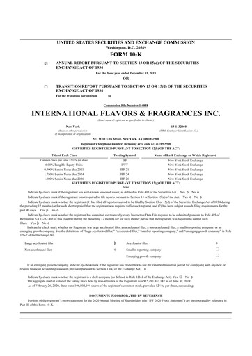 Thumbnail International Flavors & Fragrances
 10-K Annual Report 2019