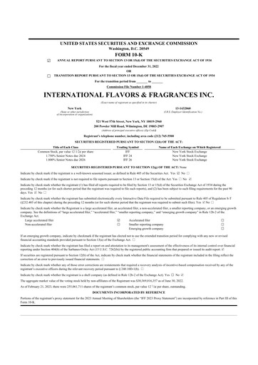 Thumbnail International Flavors & Fragrances
 10-K Annual Report 2022