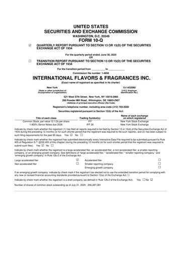 Miniature International Flavors & Fragrances
 10-Q Rapport trimestriel 2025 