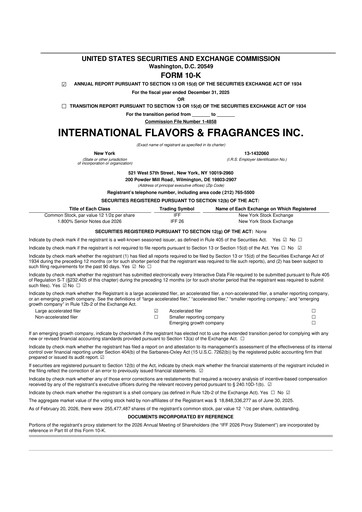 Thumbnail International Flavors & Fragrances
 10-K Annual Report 2025