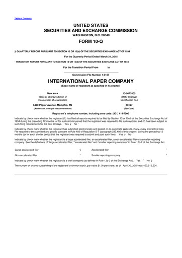 Vorschaubild International Paper
 10-Q Quartalsbericht 2015 