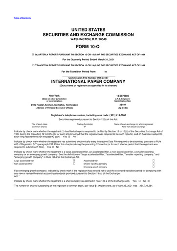 Vorschaubild International Paper
 10-Q Quartalsbericht 2021 