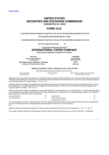 Vorschaubild International Paper
 10-Q Quartalsbericht 2022 