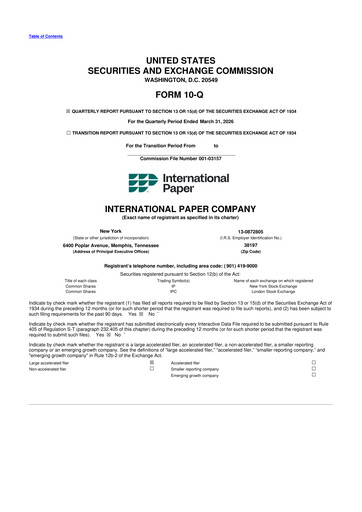 Thumbnail International Paper
 10-Q Quarterly Report FY 
