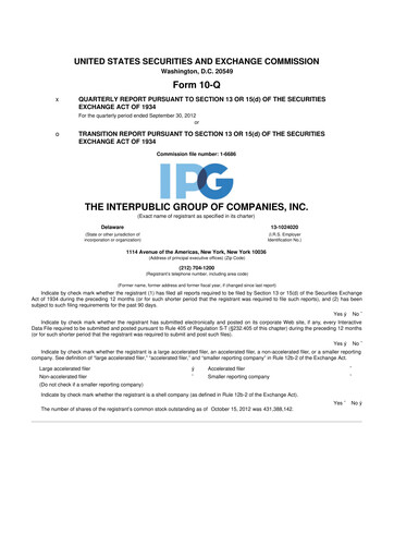 Thumbnail The Interpublic Group of Companies 10-Q Quarterly Report FY2012 
