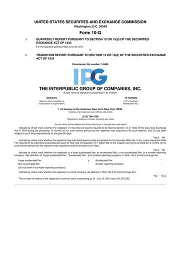 Thumbnail The Interpublic Group of Companies 10-Q Quarterly Report FY2014 