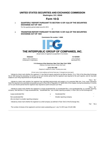Thumbnail The Interpublic Group of Companies 10-Q Quarterly Report FY2015 