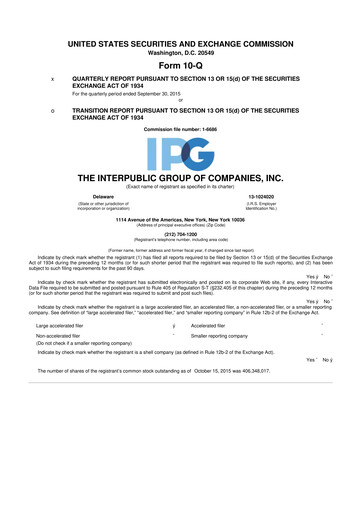 Thumbnail The Interpublic Group of Companies 10-Q Quarterly Report FY2015 