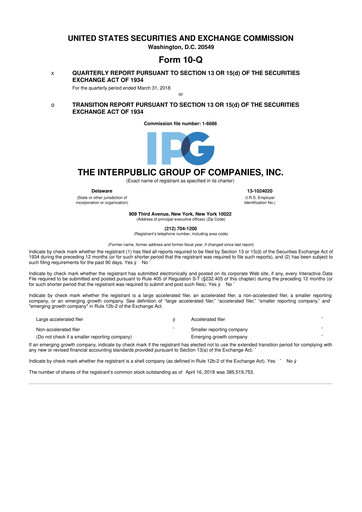 Thumbnail The Interpublic Group of Companies 10-Q Quarterly Report FY2018 
