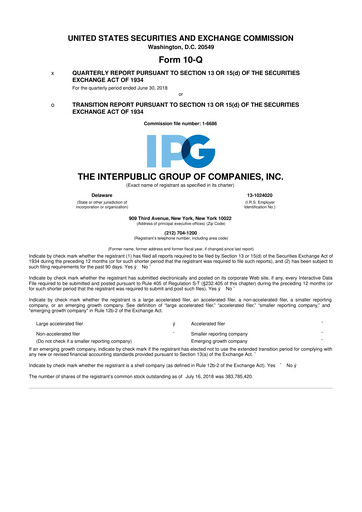 Thumbnail The Interpublic Group of Companies 10-Q Quarterly Report FY2018 