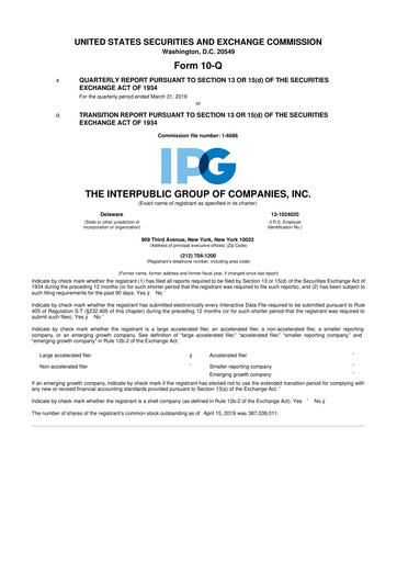 Thumbnail The Interpublic Group of Companies 10-Q Quarterly Report FY2019 