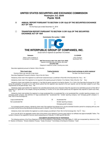 Thumbnail The Interpublic Group of Companies 10-K Annual Report 2019