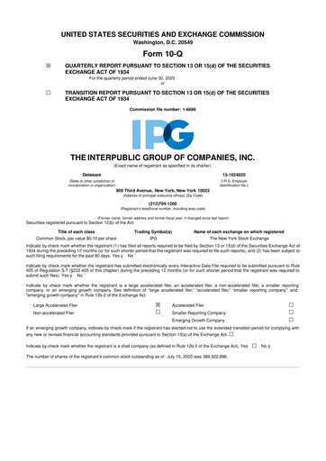 Thumbnail The Interpublic Group of Companies 10-Q Quarterly Report FY2020 