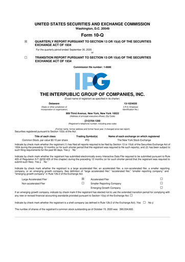 Thumbnail The Interpublic Group of Companies 10-Q Quarterly Report FY2020 