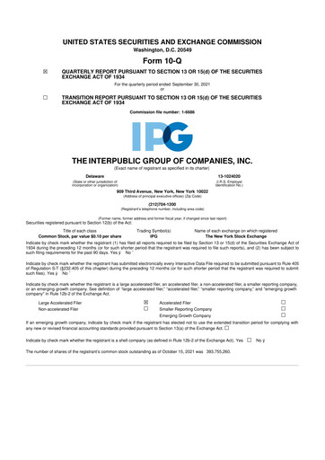 Thumbnail The Interpublic Group of Companies 10-Q Quarterly Report FY2021 