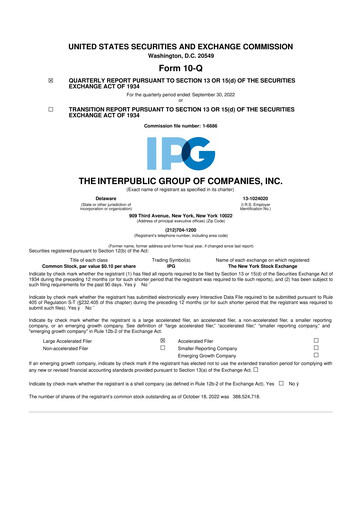 Thumbnail The Interpublic Group of Companies 10-Q Quarterly Report FY2022 