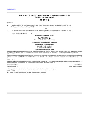 Thumbnail Rayonier 10-Q Quarterly Report FY2011 