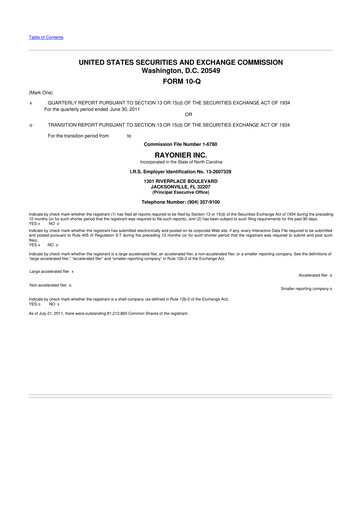 Thumbnail Rayonier 10-Q Quarterly Report FY2011 