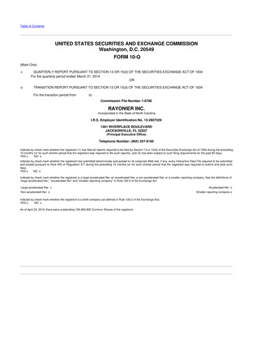 Thumbnail Rayonier 10-Q Quarterly Report FY2014 