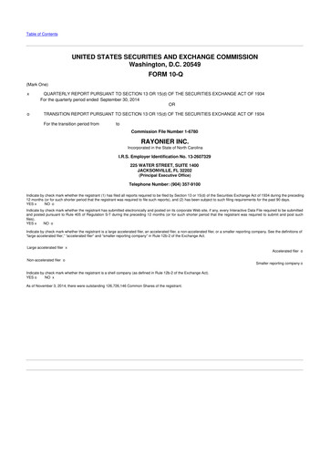 Thumbnail Rayonier 10-Q Quarterly Report FY2014 