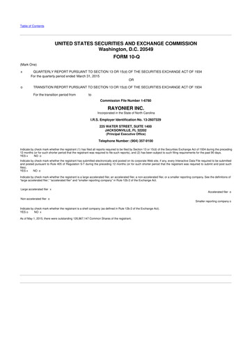 Thumbnail Rayonier 10-Q Quarterly Report FY2015 