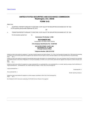 Thumbnail Rayonier 10-Q Quarterly Report FY2015 
