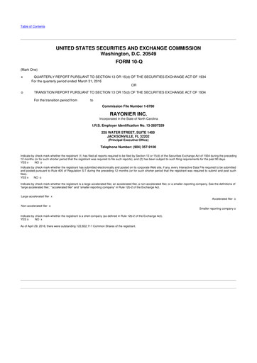 Thumbnail Rayonier 10-Q Quarterly Report FY2016 