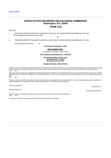 Thumbnail Rayonier 10-Q Quarterly Report FY2016 