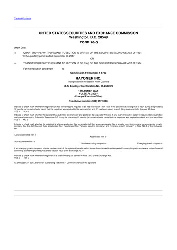 Thumbnail Rayonier 10-Q Quarterly Report FY2017 