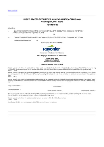 Thumbnail Rayonier 10-Q Quarterly Report FY2018 