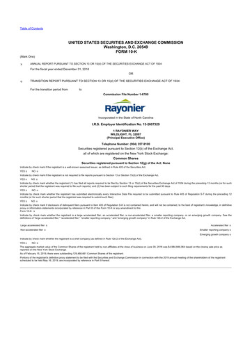 Thumbnail Rayonier 10-K Annual Report 2018