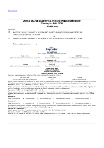 Thumbnail Rayonier 10-Q Quarterly Report FY 
