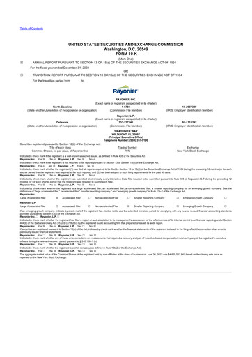 Thumbnail Rayonier 10-K Annual Report 