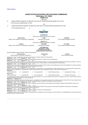 Thumbnail Rayonier 10-K Annual Report 