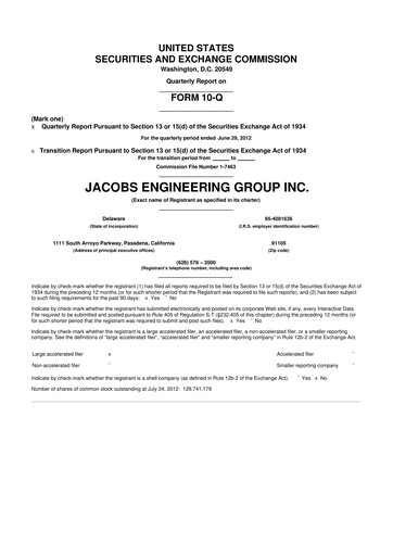 Miniature Jacobs Engineering 10-Q Rapport trimestriel 2012 
