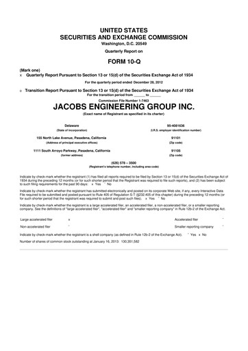 Miniature Jacobs Engineering 10-Q Rapport trimestriel 2013 
