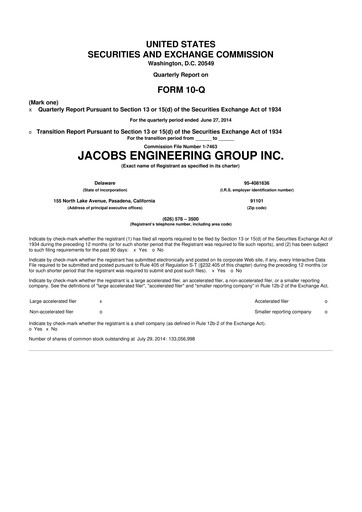 Miniature Jacobs Engineering 10-Q Rapport trimestriel 2014 
