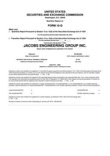 Miniature Jacobs Engineering 10-Q Rapport trimestriel 2015 