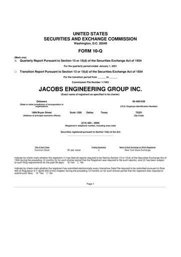 Miniature Jacobs Engineering 10-Q Rapport trimestriel  