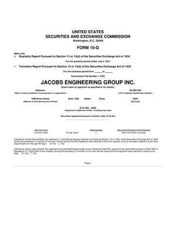 Miniature Jacobs Engineering 10-Q Rapport trimestriel  