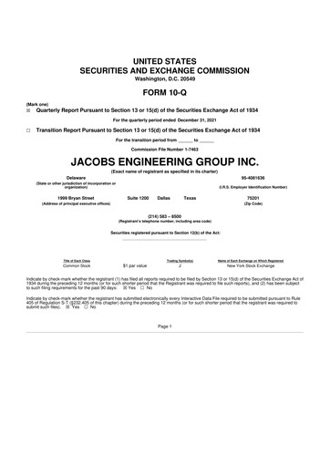 Miniature Jacobs Engineering 10-Q Rapport trimestriel  