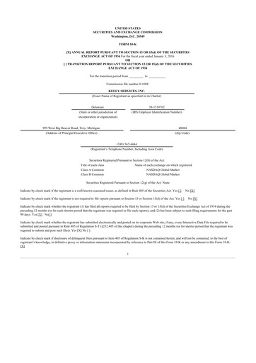 Vorschaubild Kelly Services
 10-K Jahresbericht 2015