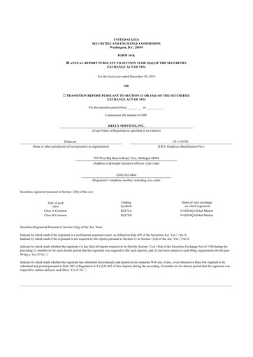 Vorschaubild Kelly Services
 10-K Jahresbericht 2019