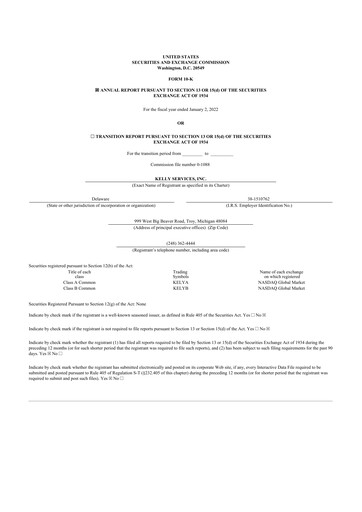 Vorschaubild Kelly Services
 10-K Jahresbericht 2021