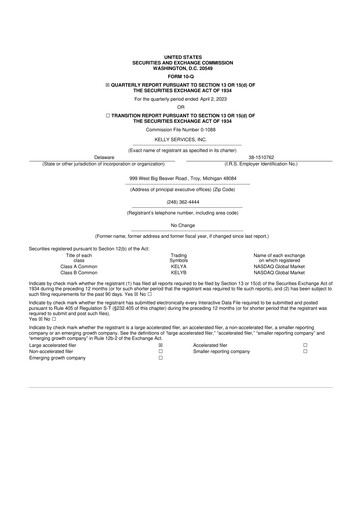 Miniature Kelly Services
 10-Q Rapport trimestriel 2023 