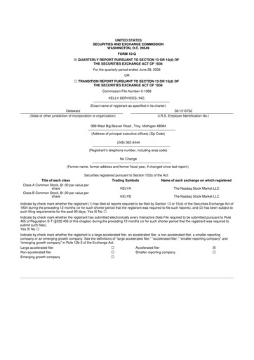 Thumbnail Kelly Services
 10-Q Quarterly Report FY2026 