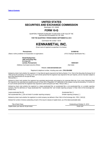 Vorschaubild Kennametal 10-Q Quartalsbericht 2013 