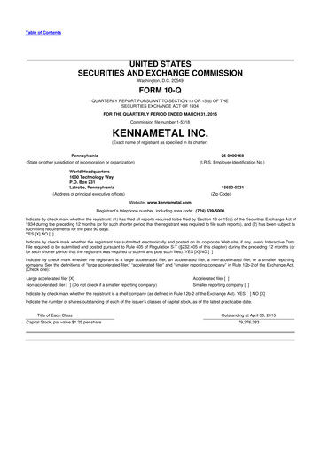 Vorschaubild Kennametal 10-Q Quartalsbericht 2015 