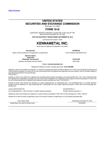 Vorschaubild Kennametal 10-Q Quartalsbericht 2017 