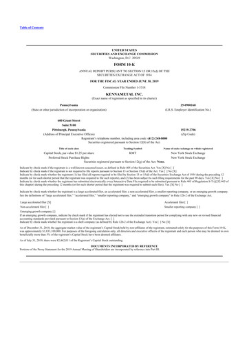 Thumbnail Kennametal 10-K Annual Report 2019